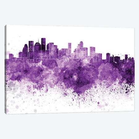 Houston Skyline In Lilac Canvas Print #PUR2915} by Paul Rommer Canvas Art Print