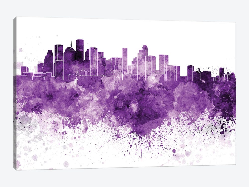 Houston Skyline In Lilac by Paul Rommer 1-piece Canvas Artwork