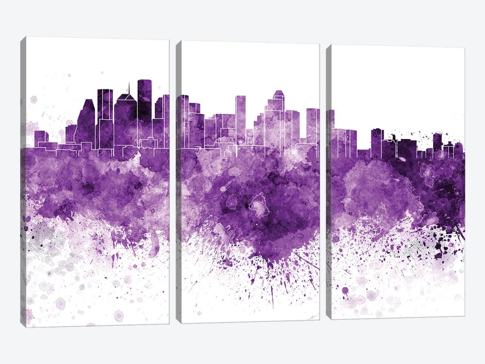 Houston Skyline In Lilac by Paul Rommer 3-piece Canvas Art