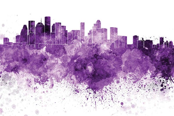 Paul Rommer: Houston Skyline In Lilac by Paul Rommer