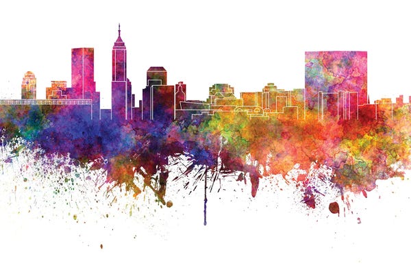 Indianapolis: Indianapolis Skyline In Watercolor V-II by Paul Rommer