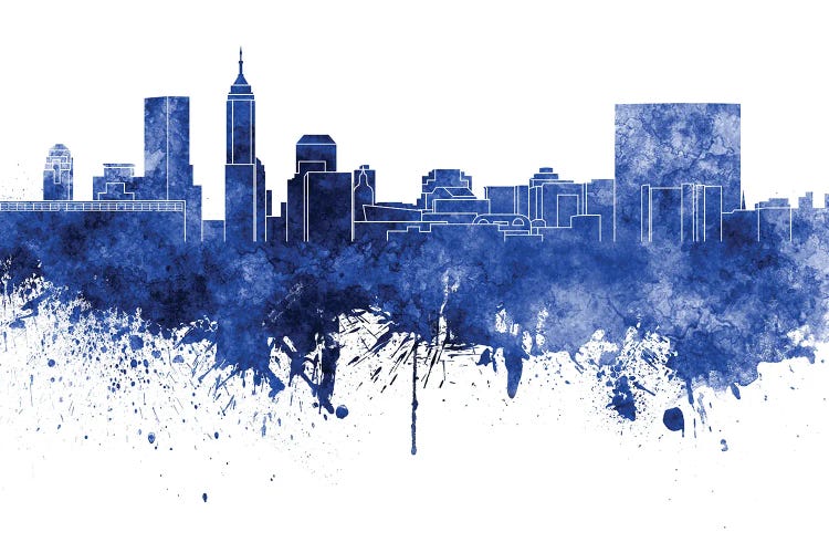 Indianapolis Skyline In Blue by Paul Rommer wall art