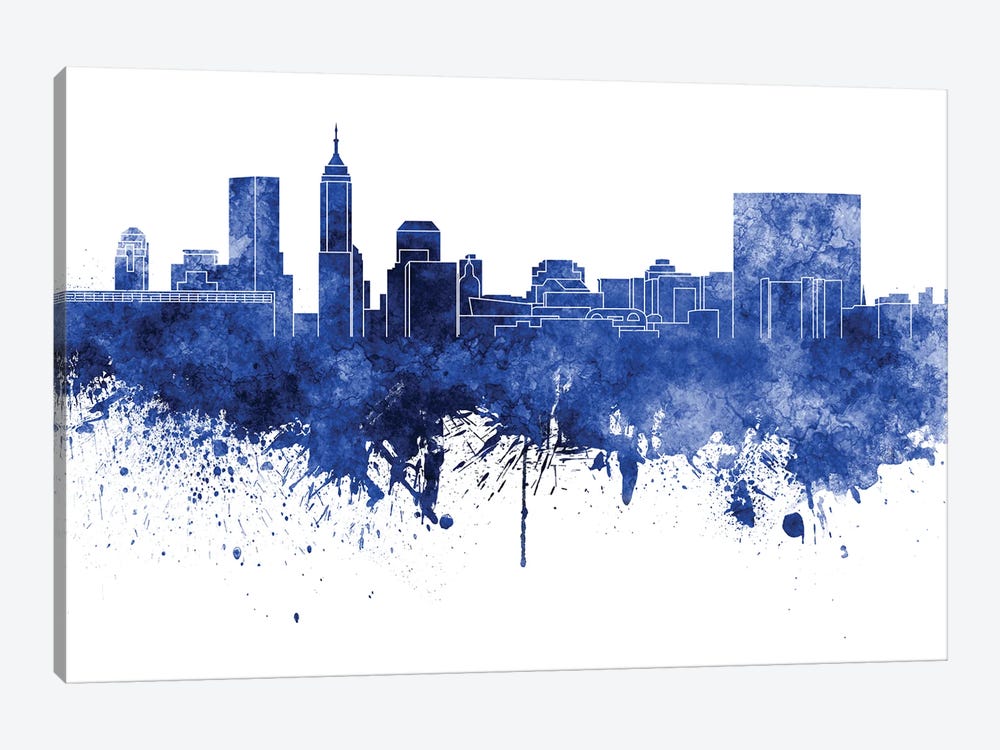 Indianapolis Skyline In Blue by Paul Rommer 1-piece Canvas Print