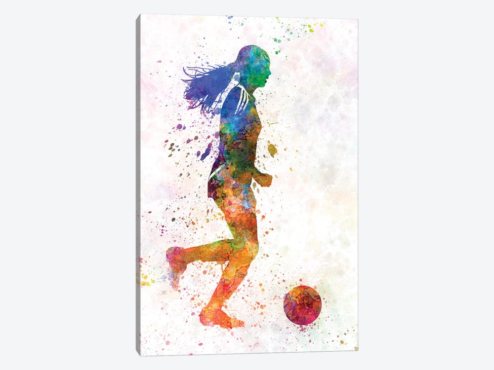 Girl Playing Soccer Silhouette V by Paul Rommer 1-piece Canvas Artwork