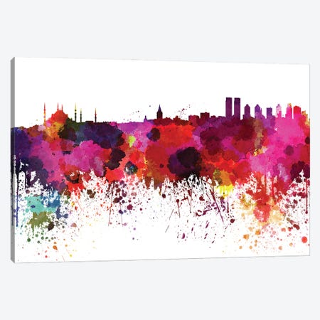 Istanbul Skyline In Watercolor V-II Canvas Print #PUR2921} by Paul Rommer Canvas Art Print
