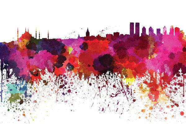Turkey: Istanbul Skyline In Watercolor V-II by Paul Rommer