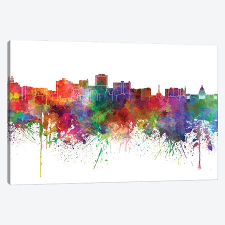Jackson Skyline In Watercolor V-II Canvas Print #PUR2925} by Paul Rommer Canvas Art