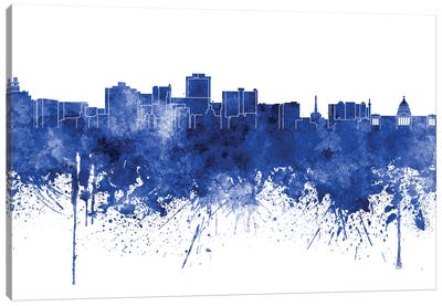 Jackson Skyline In Blue Canvas Art Print - Mississippi