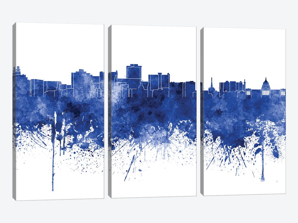 Jackson Skyline In Blue by Paul Rommer 3-piece Canvas Wall Art