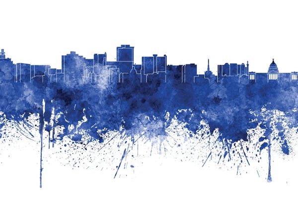 Mississippi: Jackson Skyline In Blue by Paul Rommer