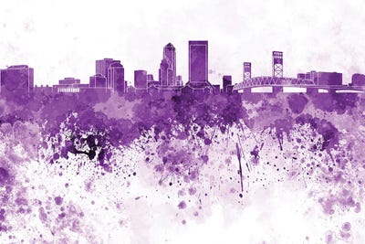 Jacksonville Skyline In Lilac by Paul Rommer multi panel art