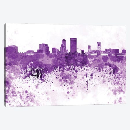 Jacksonville Skyline In Lilac Canvas Print #PUR2931} by Paul Rommer Canvas Art