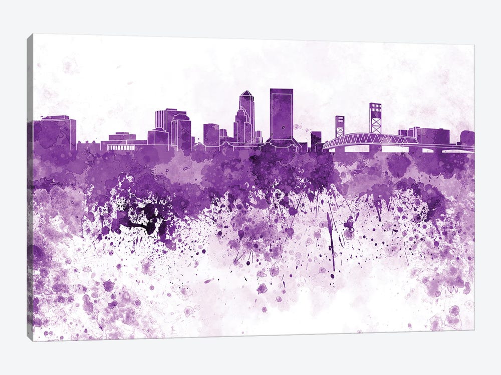 Jacksonville Skyline In Lilac by Paul Rommer 1-piece Canvas Artwork
