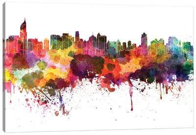 Jakarta Skyline In Watercolor V-II Canvas Art Print - Indonesia Art
