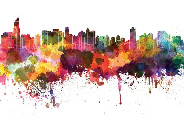 Java: Jakarta Skyline In Watercolor V-II by Paul Rommer