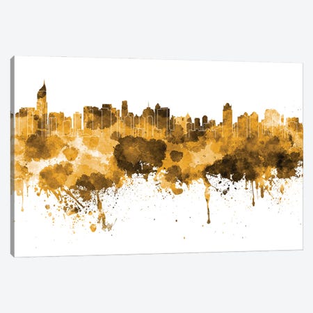 Jakarta Skyline In Yellow Canvas Print #PUR2936} by Paul Rommer Canvas Print