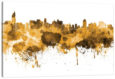 Jakarta Skyline In Yellow Canvas Art Print - Jakarta
