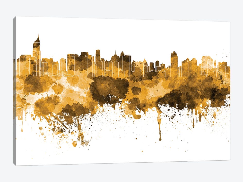 Jakarta Skyline In Yellow by Paul Rommer 1-piece Canvas Print