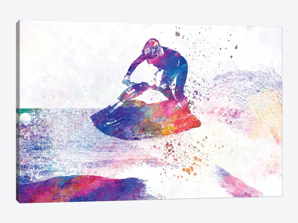 Jet Ski In Watercolor by Paul Rommer 1-piece Canvas Print