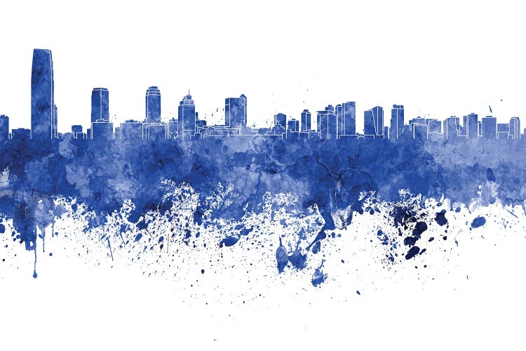 Jersey City Skyline In Blue