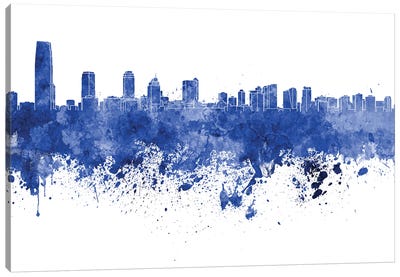 Jersey City Skyline In Blue Canvas Art Print