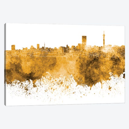 Johannesburg Skyline In Yellow Canvas Print #PUR2950} by Paul Rommer Canvas Art