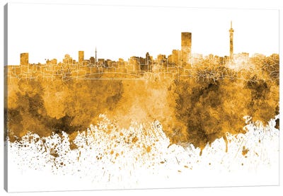 Johannesburg Skyline In Yellow Canvas Art Print
