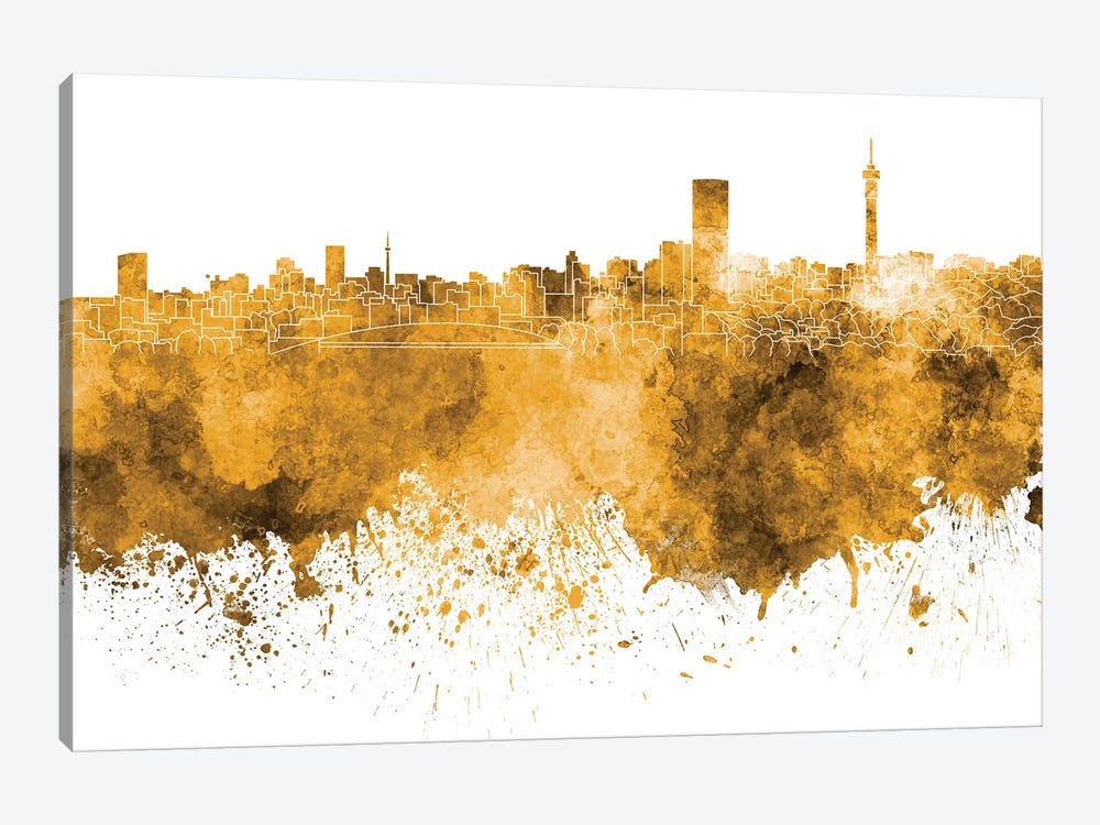 Johannesburg Skyline In Yellow by Paul Rommer 1-piece Art Print