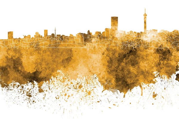 Johannesburg: Johannesburg Skyline In Yellow by Paul Rommer