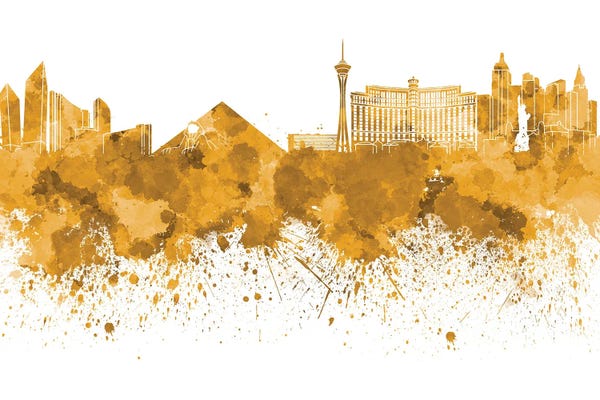 Las Vegas: Las Vegas Skyline In Yellow by Paul Rommer