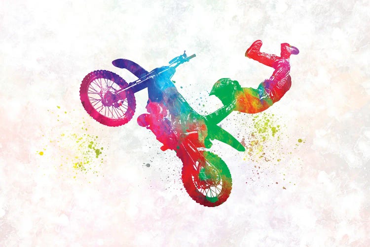 Motocross Rider In Watercolor