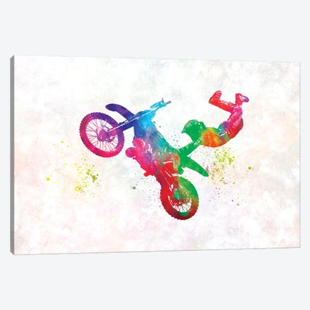 Motocross Rider In Watercolor Canvas Print #PUR2995} by Paul Rommer Canvas Art Print