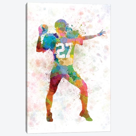 American Football Quarterback Throwing Football Canvas Print #PUR29} by Paul Rommer Canvas Art
