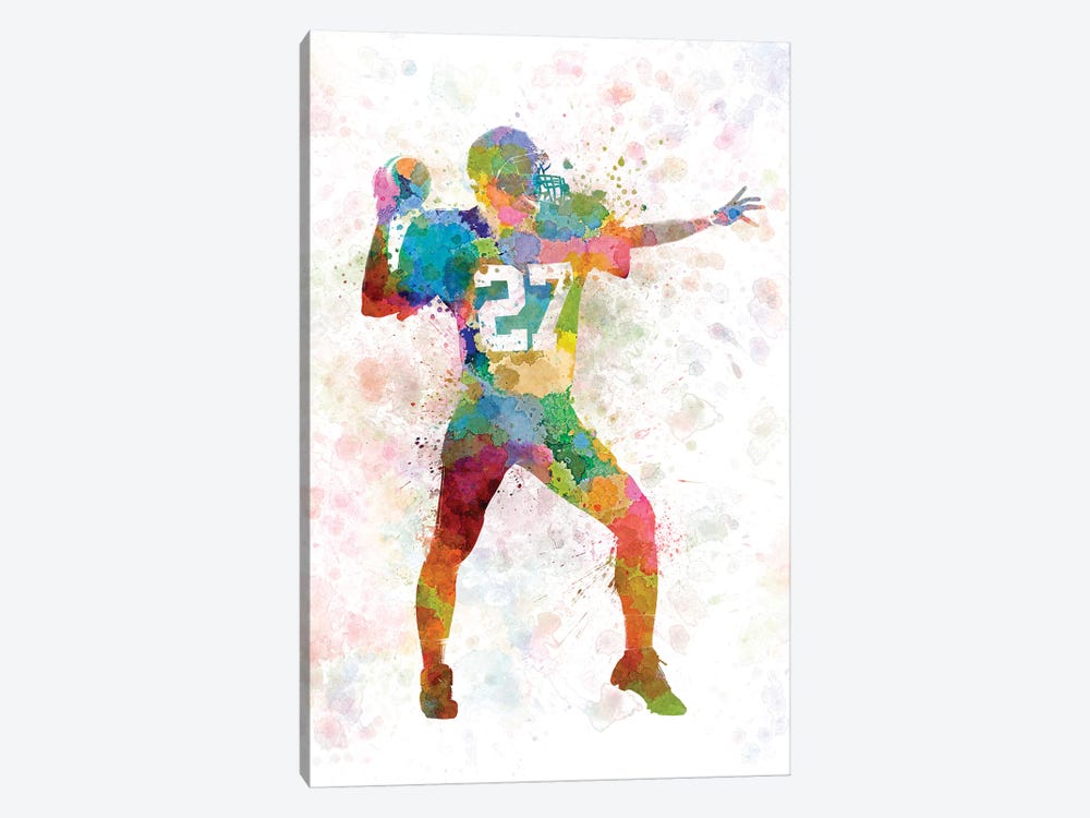 American Football Quarterback Throwing Football by Paul Rommer 1-piece Canvas Art Print