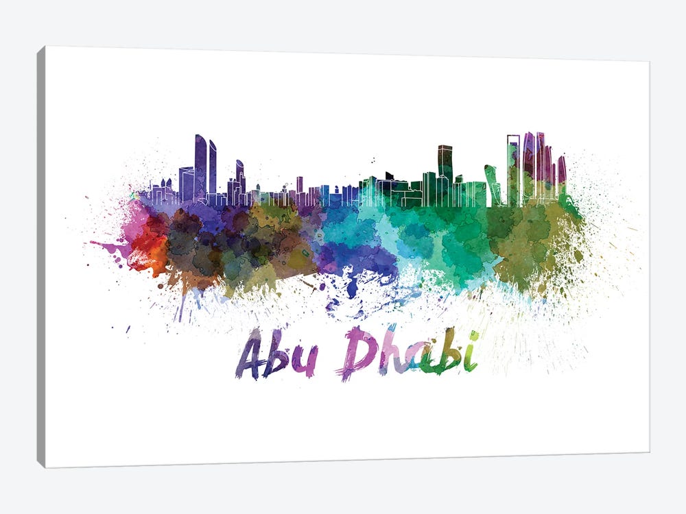 Abu Dhabi Skyline In Watercolor by Paul Rommer 1-piece Canvas Art