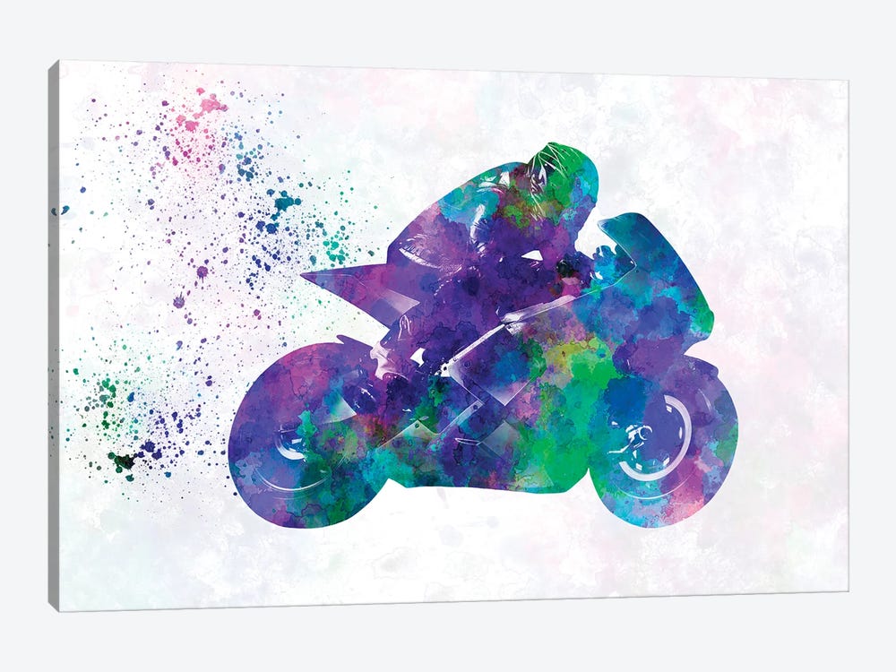 Watercolor Competition Moto GP Rider by Paul Rommer 1-piece Canvas Art Print