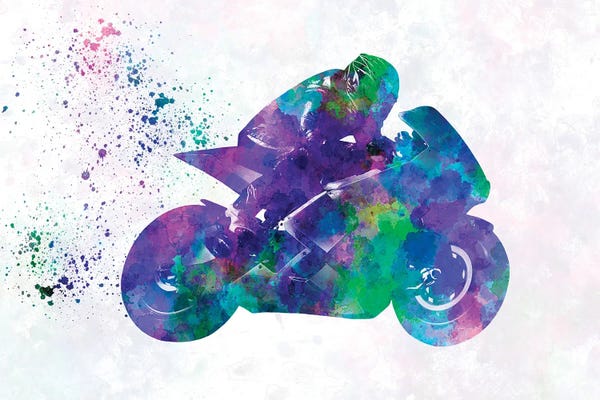 Paul Rommer: Watercolor Competition Moto GP Rider by Paul Rommer