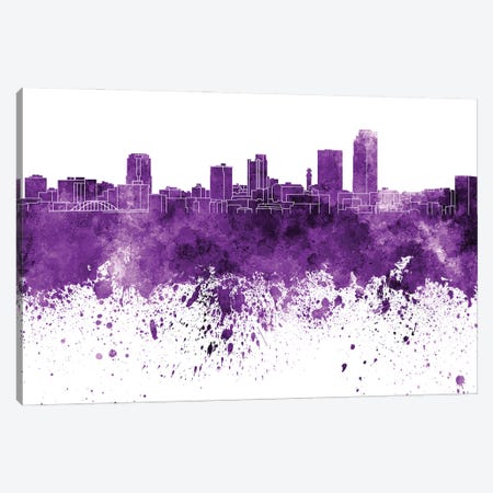 Little Rock Skyline In Lilac Canvas Print #PUR3027} by Paul Rommer Canvas Wall Art