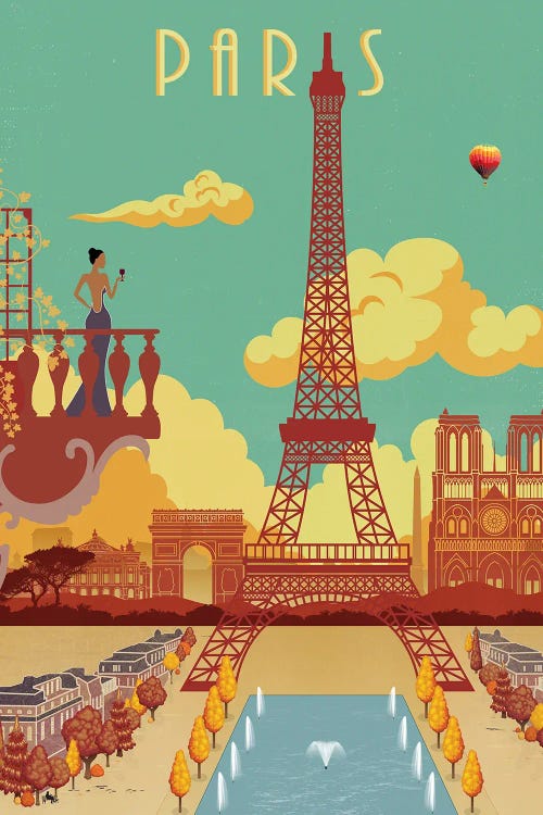 Poster Vintage Paris France by Paul Rommer wall art