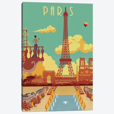 Poster Vintage Paris France Canvas Print #PUR3034} by Paul Rommer Art Print
