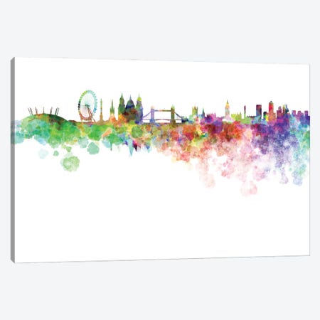 London Skyline In Watercolor Canvas Print #PUR3039} by Paul Rommer Canvas Wall Art
