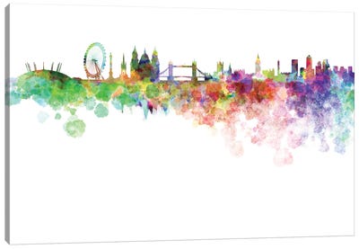 London Skyline In Watercolor Canvas Art Print - London Skylines