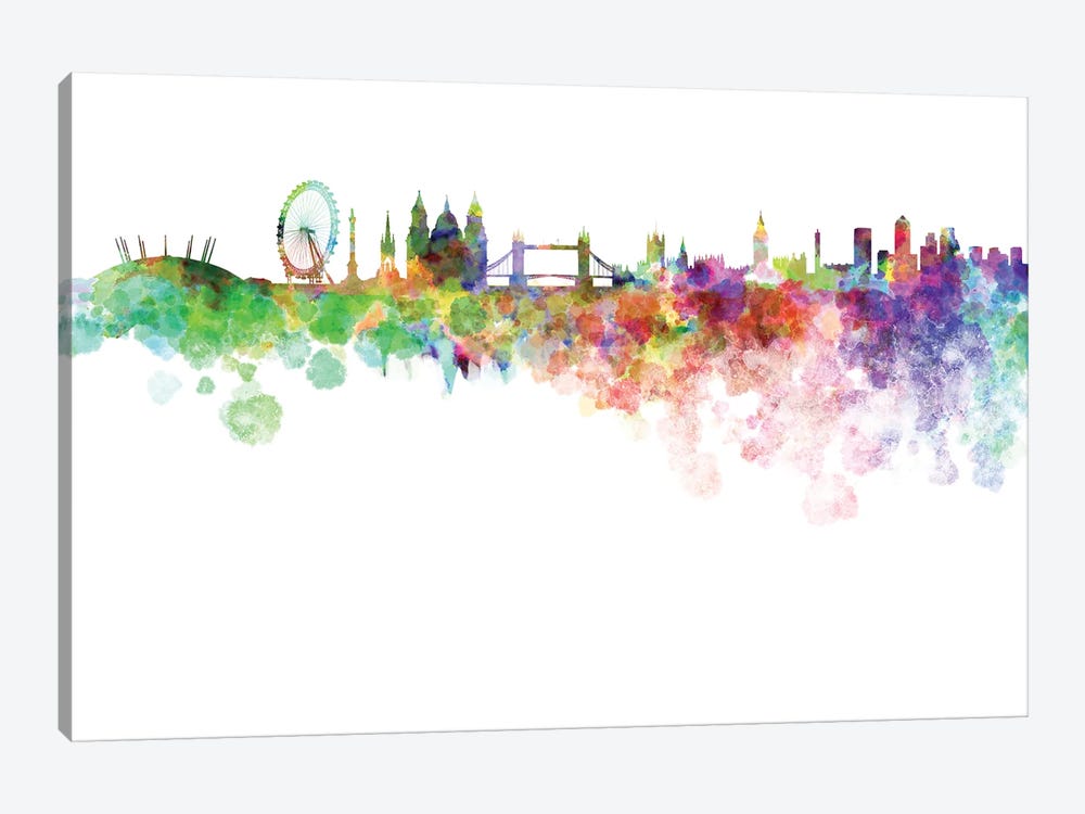 London Skyline In Watercolor by Paul Rommer 1-piece Canvas Art