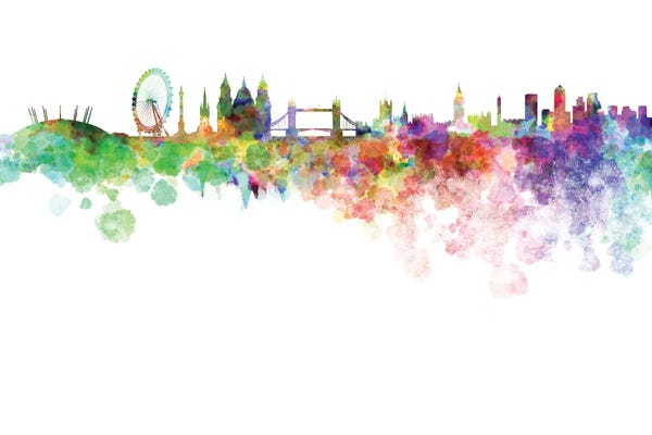 London Skylines: London Skyline In Watercolor by Paul Rommer