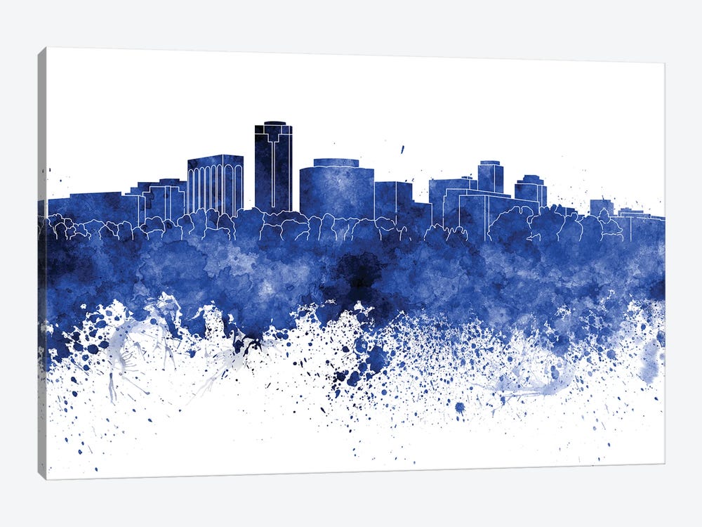 Long Beach Skyline In Blue by Paul Rommer 1-piece Canvas Artwork