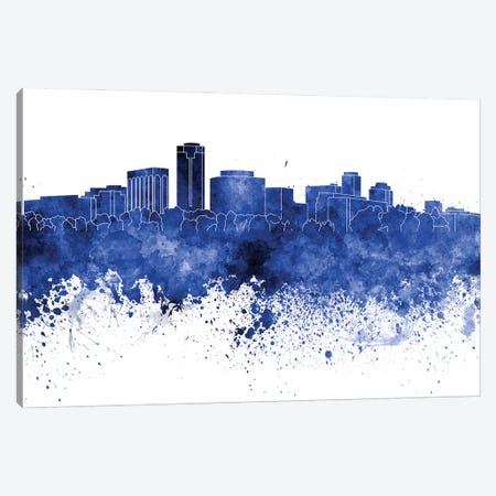 Long Beach Skyline In Blue Canvas Print #PUR3044} by Paul Rommer Canvas Wall Art