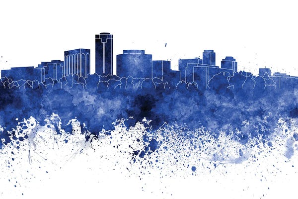 Long Beach: Long Beach Skyline In Blue by Paul Rommer