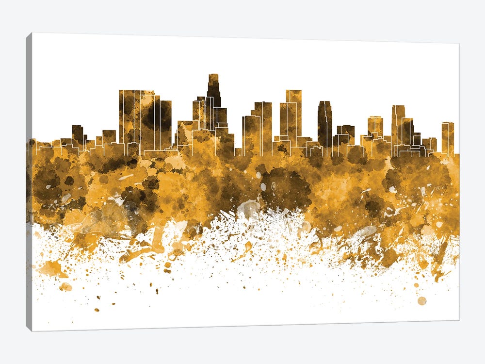 Los Angeles Skyline In Yellow by Paul Rommer 1-piece Art Print