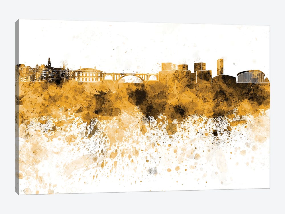 Luxembourg Skyline In Yellow by Paul Rommer 1-piece Canvas Print