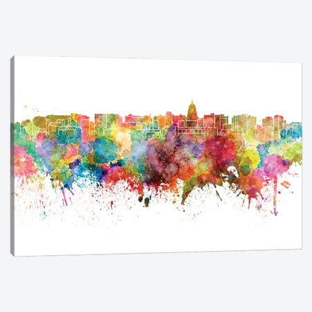 Madison Skyline In Watercolor Canvas Print #PUR3067} by Paul Rommer Canvas Art